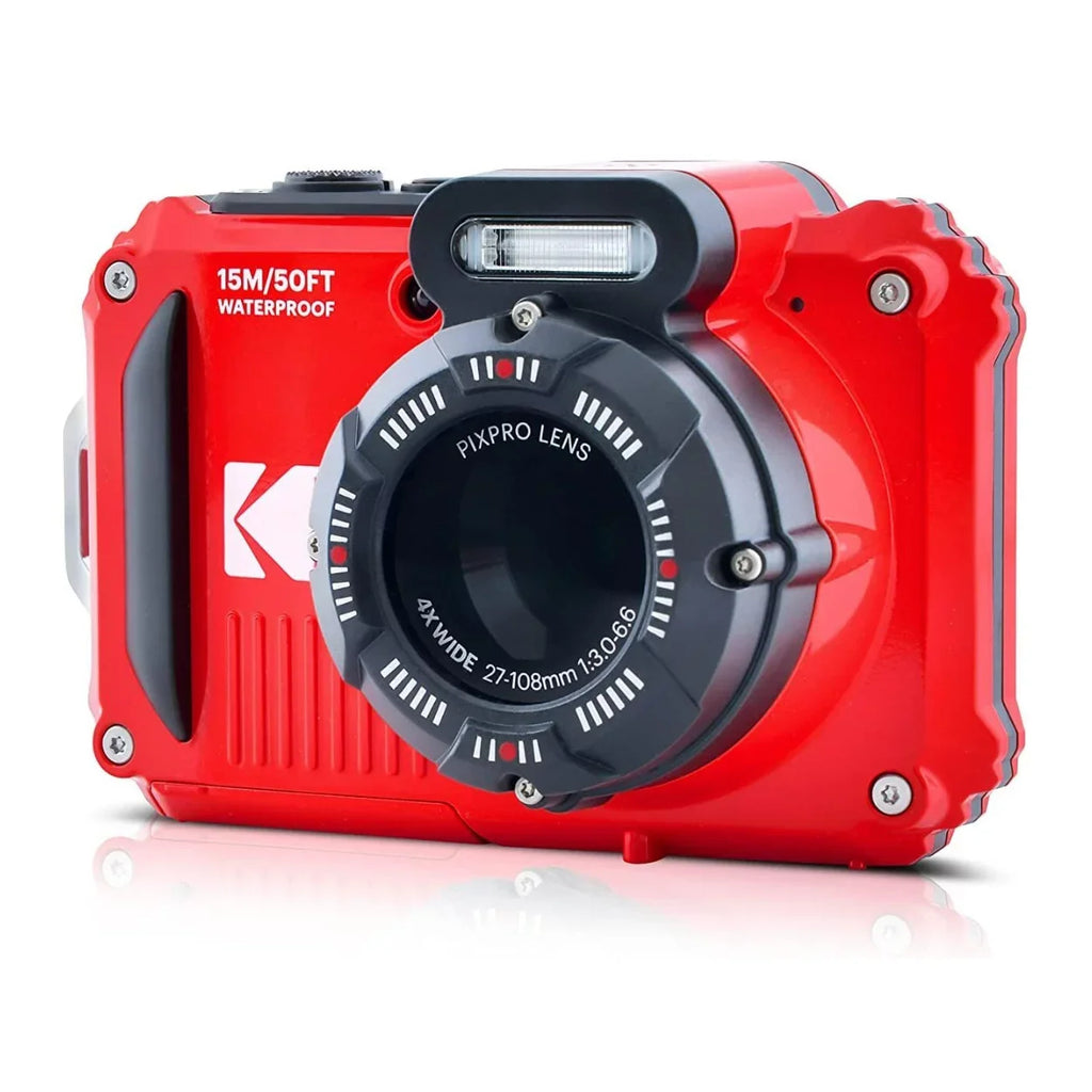 Camera Pixpro Kodak Shockproof (Red) Bundle 16MP 2.7-Inch WPZ2 Waterproof LCD 4x