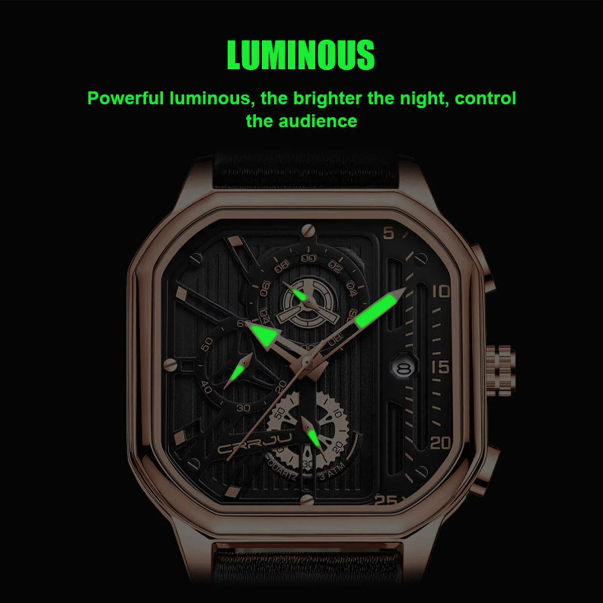 Quartz Date Watch Business Luminous Waterproof Chronograph Men's Leather Luxury