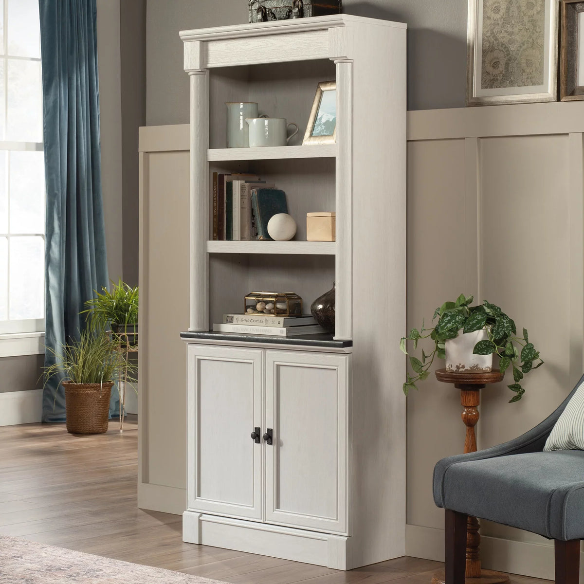 Glacier Palladia Sauder Library Bookcase, Finish Bookcase Oak 5-Shelf