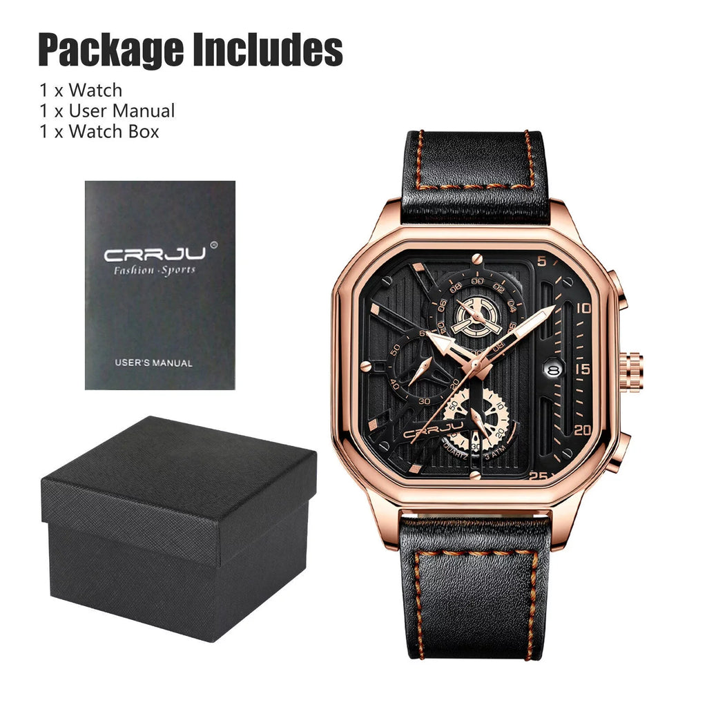 Quartz Date Watch Business Luminous Waterproof Chronograph Men's Leather Luxury