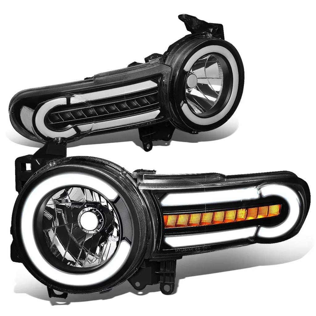 FJ Headlight 08 Cruiser Motoring to Pair 11 LED Lamps Bumper Black/Clear 13 For 2014 DRL+Sequential Turn 2007 DNA Corner HL-LB-FJC07-BK-CL1 Front 10 Toyota 09 Signal 12