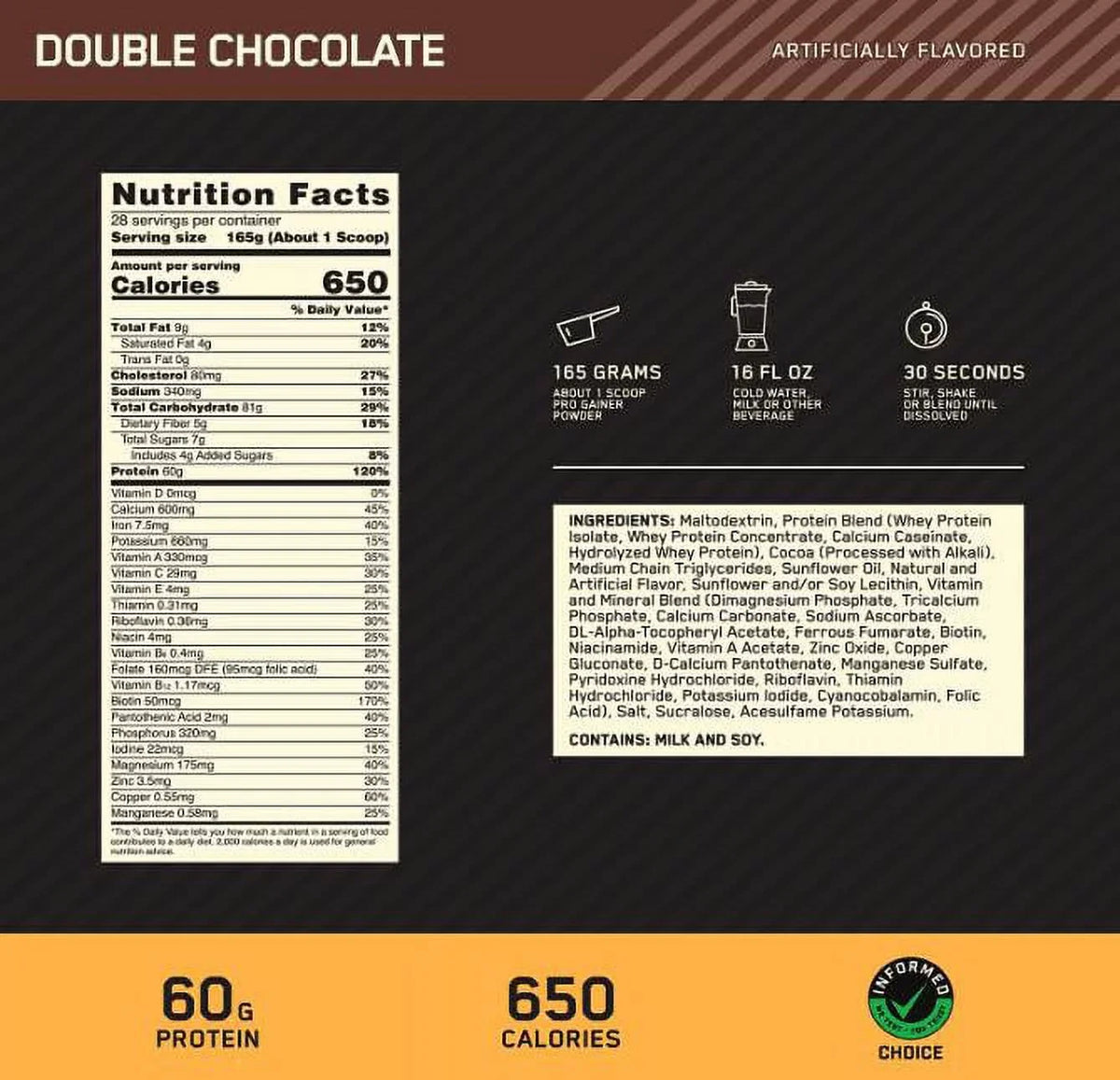 Optimum lb, Chocolate, Standard 29 Gold Pro Nutrition, Gainer, 10.19 Double Servings