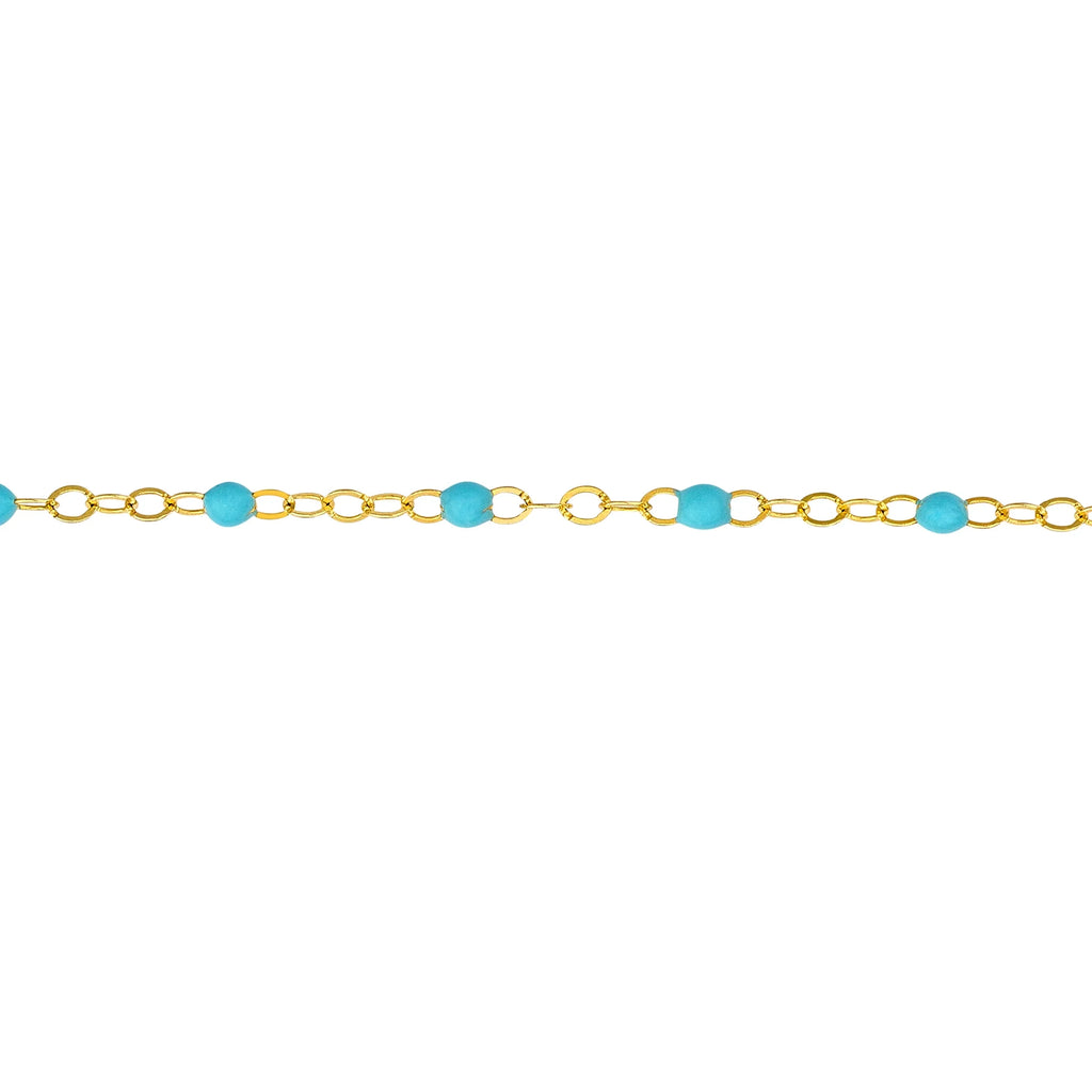 Yellow Women's Bracelet Piatto Gold Light 5.50"-7.50" Enamel Bead Adjustable 14K Turquoise