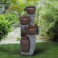 '- for Porch, Light Outdoor Patio, Fountain Backyard Fountains 4-Tier and Home Garden Outdoor Willwolf Garden, LED with 32.8''H Art Modern Decor Deck,
