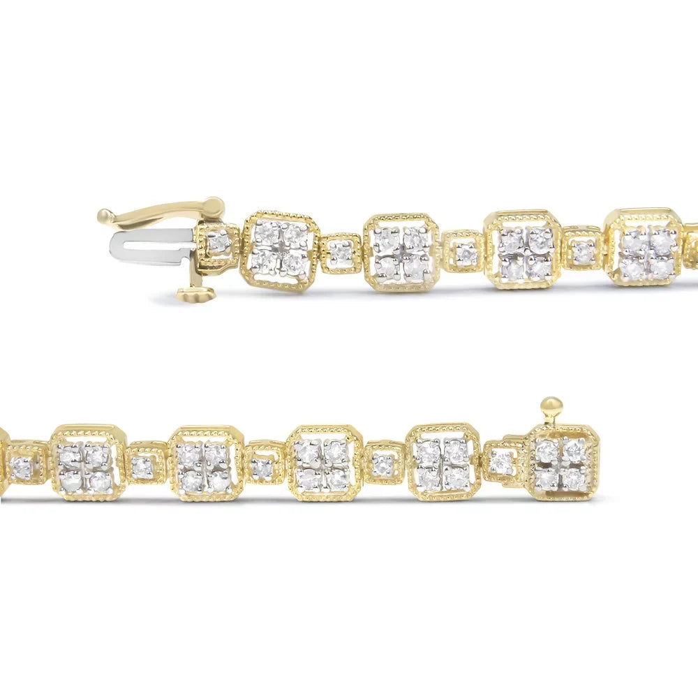 (J-K I2-I3 7.25" Clasp Haus Brilliance Diamond 10K Gold Yellow Link Clarity) of Color, Cttw 2.0 Bracelet Box Size - Womens cut Princess