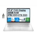 Webcam, HDD+ Iris 2TB Card Core HP Backlit 2TB Intel Processor, IPS HD USB Audio, SSD, 250 Keyboard, Computer, 2021 32GB Laptop Silver, Graphics, FHD Xe Intel Win11, RAM, 17.3" i5-1155G7 HD Nits 32GB