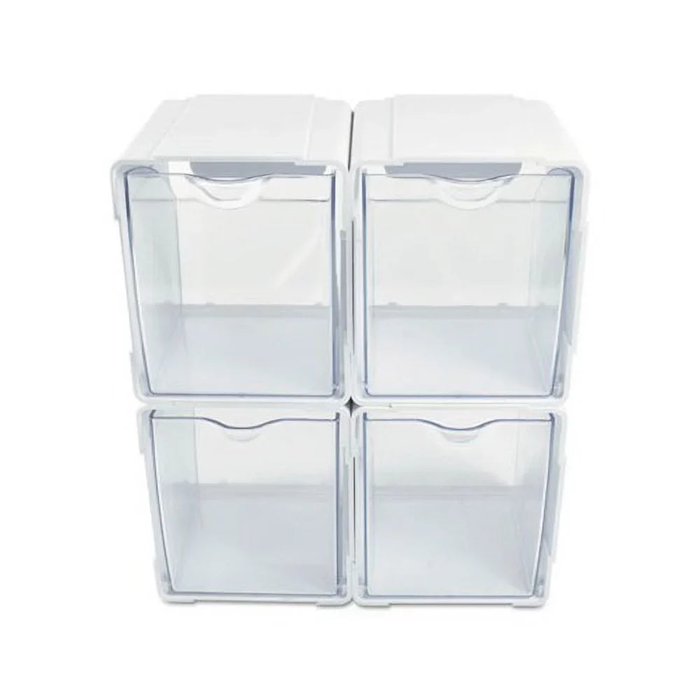 x 5 4 White/Clear 1/2, Interlocking Organizer Bin 4 4-Bin 5/8 x Tilt 7/8