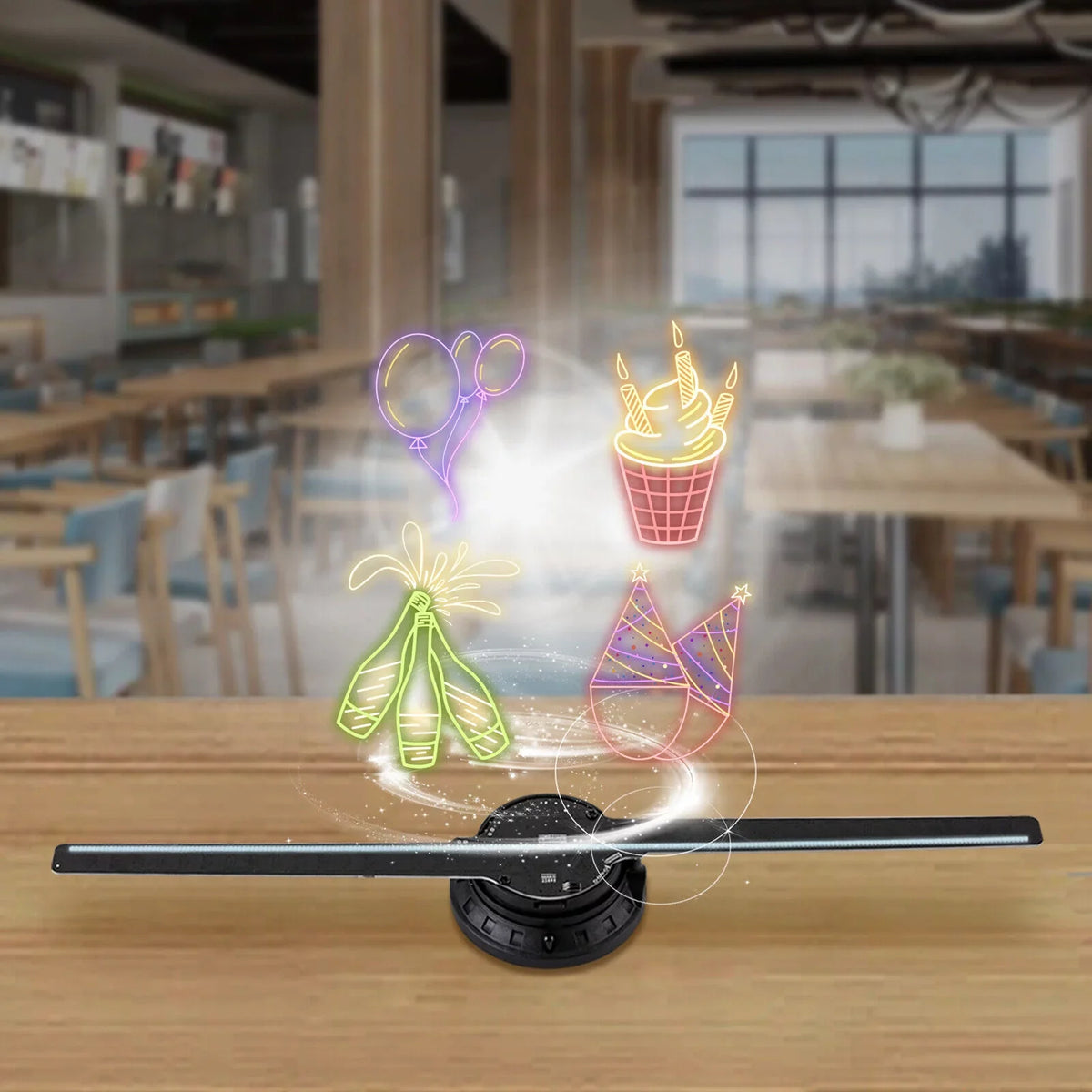 MIDUO 3D Club Decor Hologram Bar Effect Projector Fan Cafe