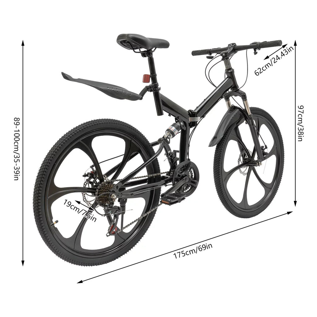 Bicycle Loading Adult City Black Max 150kg/330lbs Folding Shifter Carbon 26" Light Folding Bike Steel Camping 21-Speed Miumaeov Bike Weight