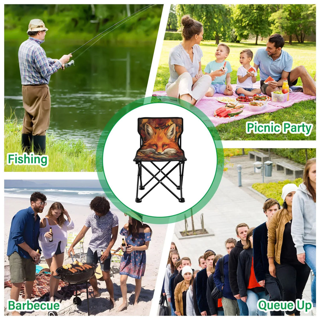 Support Autumn Chair Camping Outdoor Beach Chair Portable Fishing Chair to Leaves Folding Chair with with 220LBS Lawn Fox Bag Carry