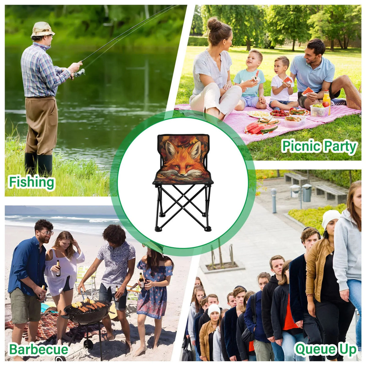 Support Autumn Chair Camping Outdoor Beach Chair Portable Fishing Chair to Leaves Folding Chair with with 220LBS Lawn Fox Bag Carry