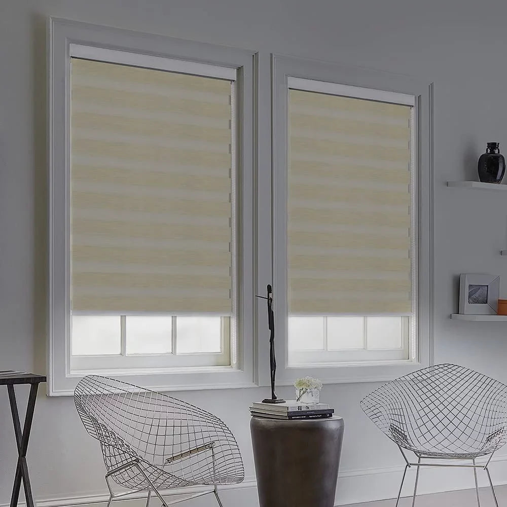 Shades L, Control Cover, 72" LUCKUP Zebra Light Dual Treatments with W Beige and for Sheer Windows, Shades 29" Blinds Day Night, Layer Roller for Blinds Window Striped Valance x