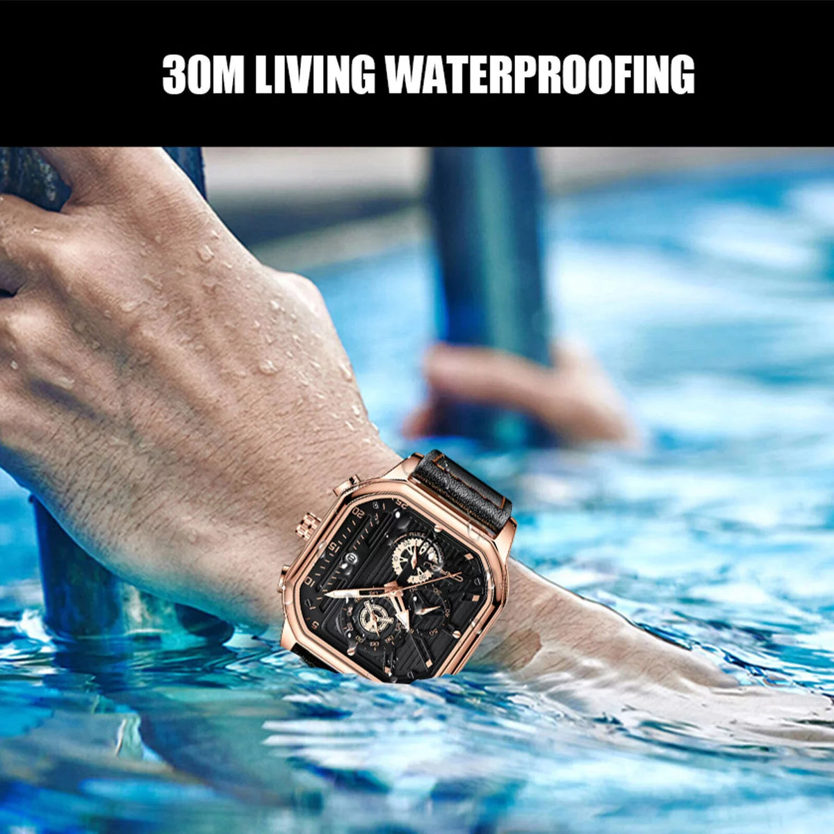 Quartz Date Watch Business Luminous Waterproof Chronograph Men's Leather Luxury