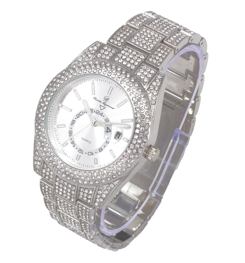 with Necklace with Matching on Zig Sets and Rolly Blinged ZZ Zag Charles Sets - Ice Trim Blast! Hop Out Necklace Hip Band Looks Out - Raymond Out Wristwatch Iced Bling'ed Silver