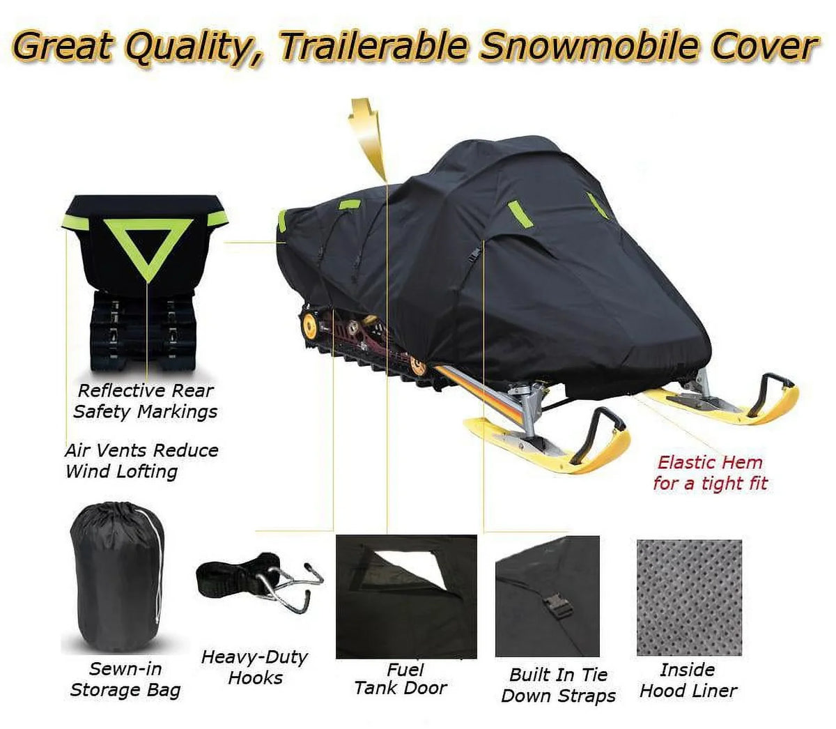 600 Snow Sled MOUNTAIN Snow snowmobile Denier for Compatible Yamaha Gear Trailerable Cover Machine VMAX MAX, model 600