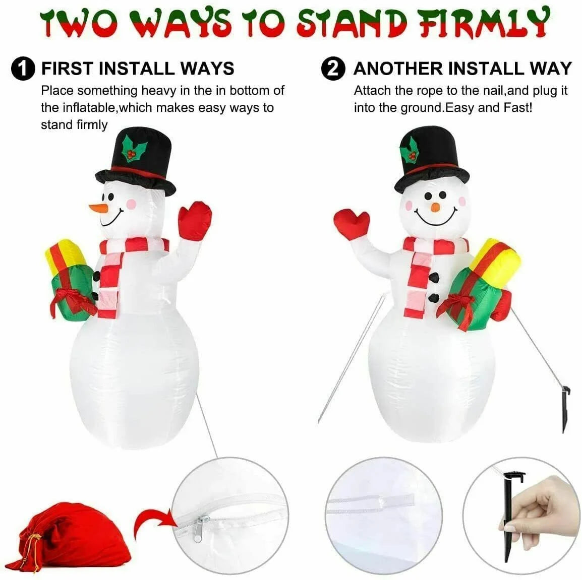 Decoration Blow Lights Up with Christmas LED Decor Garden Snowman Christmas Outdoor Rotating Inflatables Yard 5ft