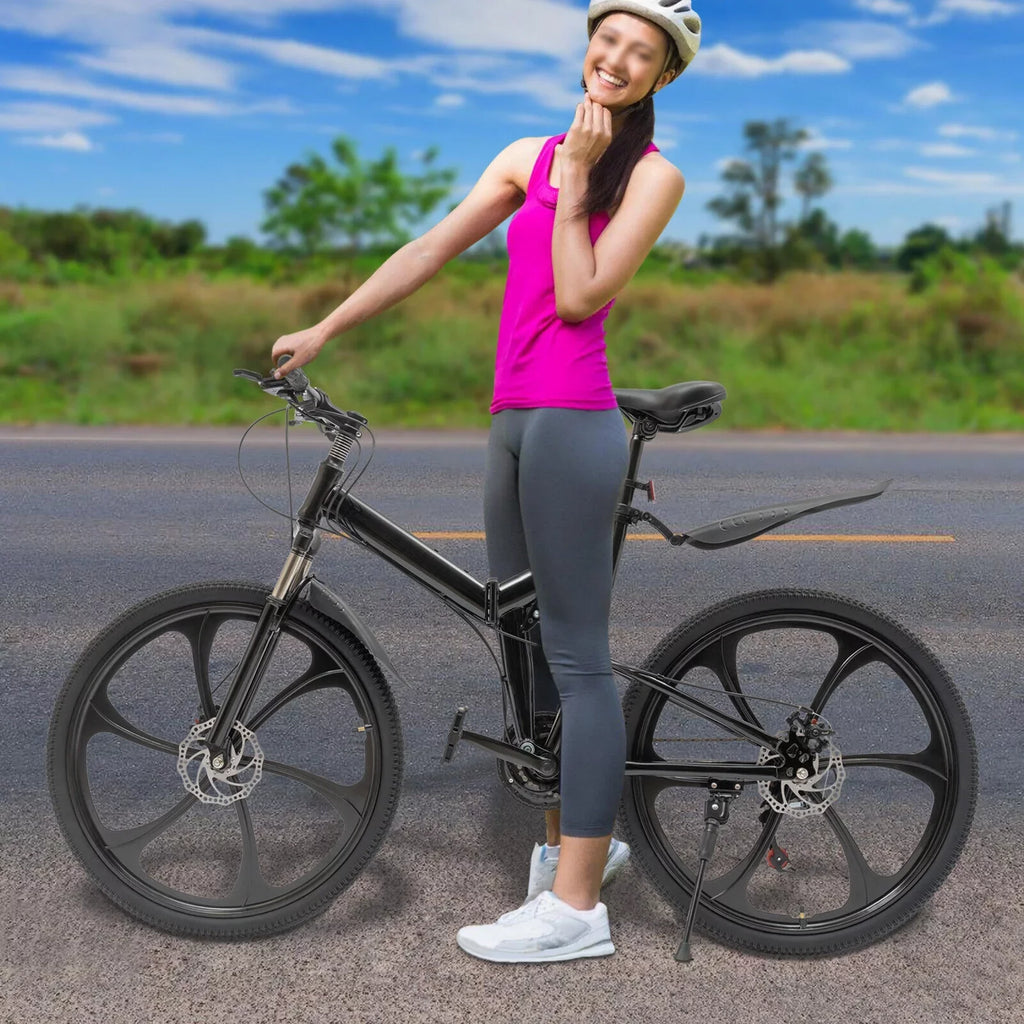 Bicycle Loading Adult City Black Max 150kg/330lbs Folding Shifter Carbon 26" Light Folding Bike Steel Camping 21-Speed Miumaeov Bike Weight