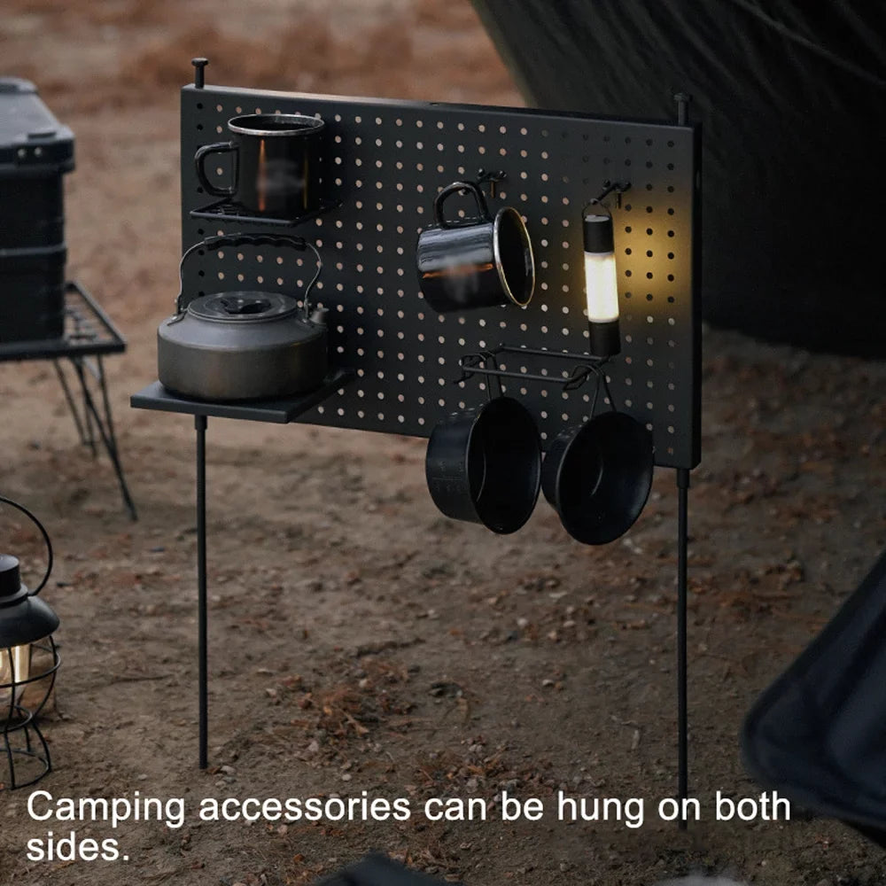 Portable Multifunctional Cups Display Storage BBQ Board Radirus for and Hole Rack, Picnic Camping Bowls Shelf