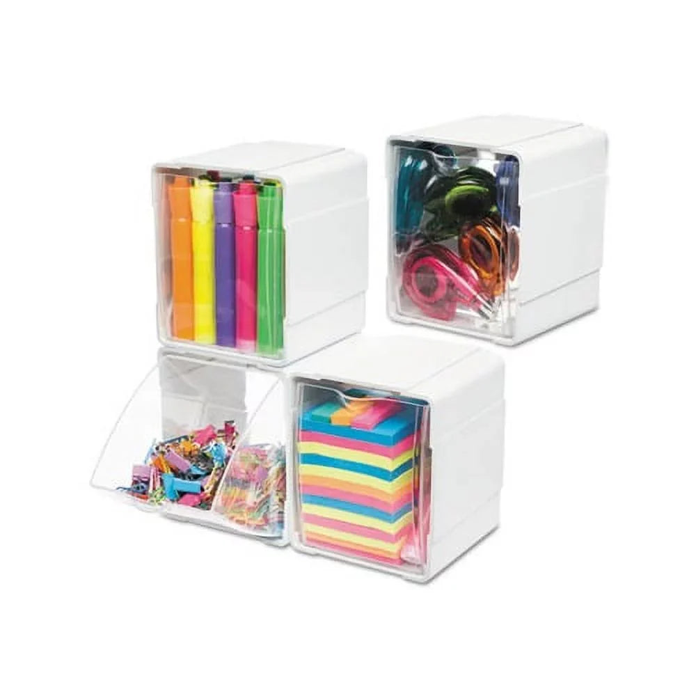 x 5 4 White/Clear 1/2, Interlocking Organizer Bin 4 4-Bin 5/8 x Tilt 7/8
