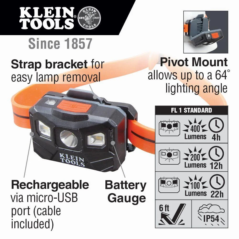 Tools Rechargeable Headlamp Auto-Off Klein