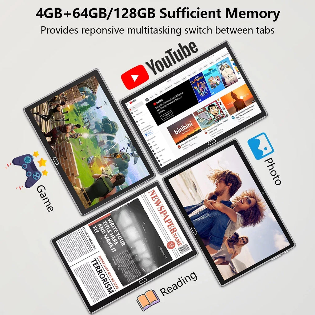 Tablets,64GB 1 Camera,Wi-Fi,Bluetooth,GPS,Black with 128GB Android 11,Tablet 1.6GHz 2 ),6000mAh 4G Octa-Core PC,Dual Keyboard,10 in to inch Tablet Battery,Latest ROM(up Expand Cellular