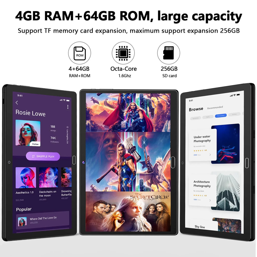 Tablets,64GB 1 Camera,Wi-Fi,Bluetooth,GPS,Black with 128GB Android 11,Tablet 1.6GHz 2 ),6000mAh 4G Octa-Core PC,Dual Keyboard,10 in to inch Tablet Battery,Latest ROM(up Expand Cellular