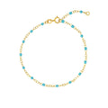 Yellow Women's Bracelet Piatto Gold Light 5.50"-7.50" Enamel Bead Adjustable 14K Turquoise