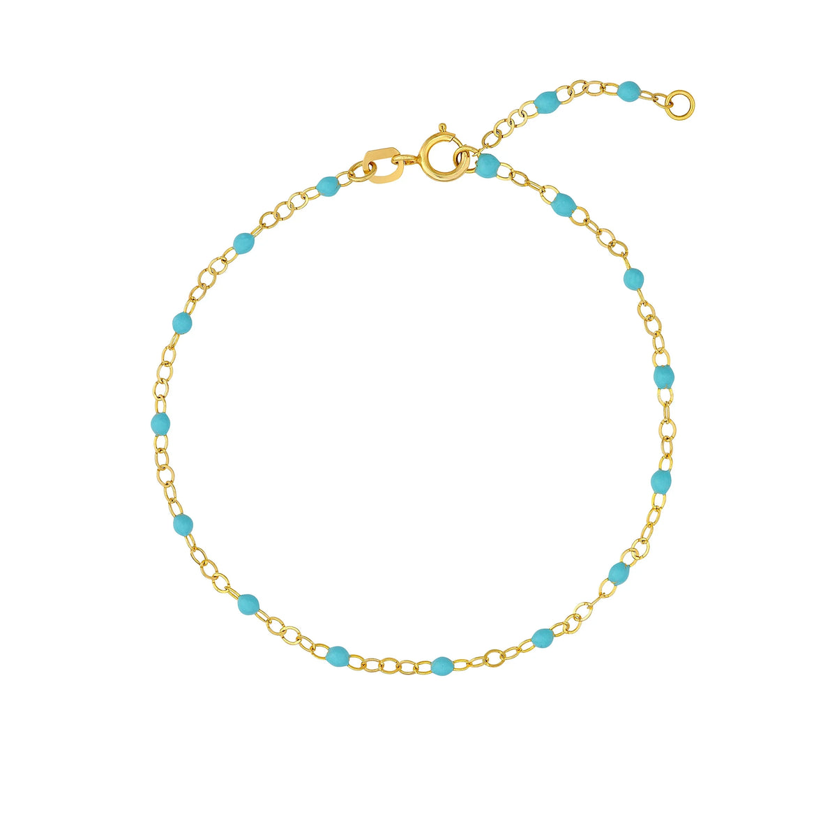 Yellow Women's Bracelet Piatto Gold Light 5.50"-7.50" Enamel Bead Adjustable 14K Turquoise