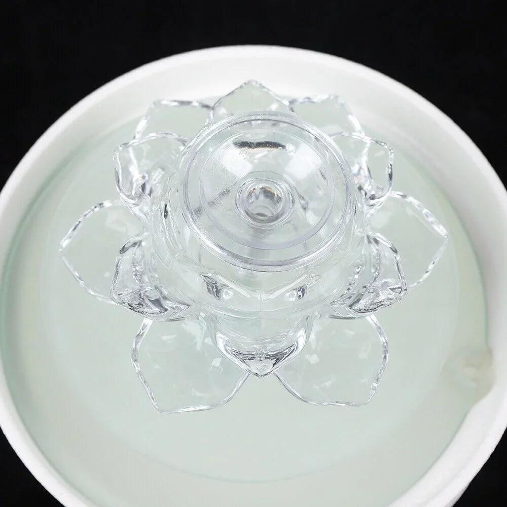 Fountain, White Tabletop Waterfall Lotus Office Fountain Water Decor Crystal Desktop Flowing Ornament Desktop Water Fountain Teahouse