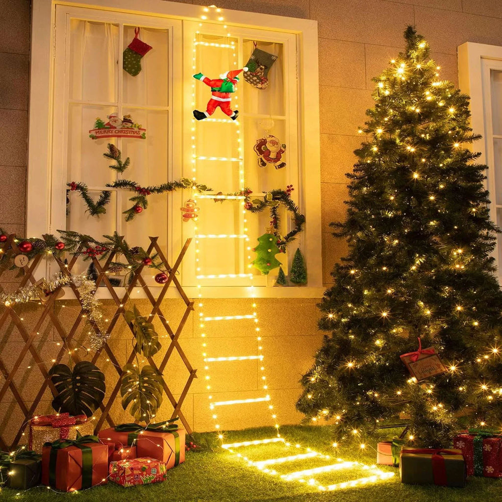 Wall 10.5 with Waterroof Xmas Tree Garden Lights Xmas for Home Christmas Climbling Led Decor Roof ft Outdoor Lights Lava Santa Porch Lights Ladder Claus