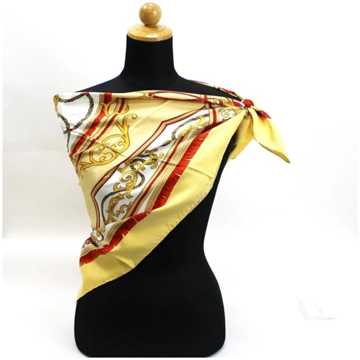 CELINE silk scarf (Good) yellow Pre-Owned ladies muffler Celine