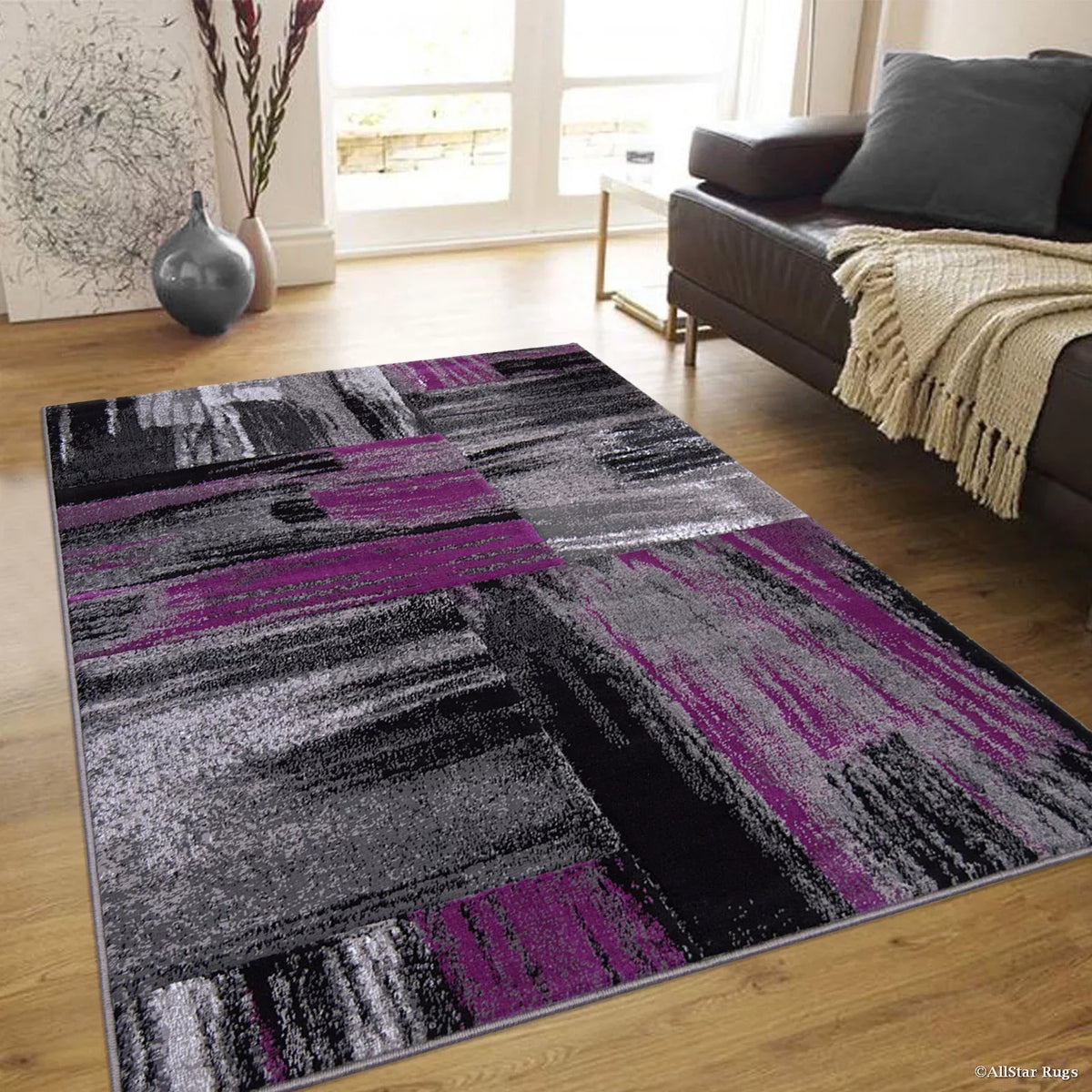 Modern Purple Rug Allstar 6' (5' Rugs Weave x Contemporary Technique Purple Drop-Stitch in Woven 11")