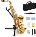 Saxophone Kit Orchestra Flat Instruments Gold Student Sax Stand AS-II Band Alto with Beginner Lacquer School Full Eastar E