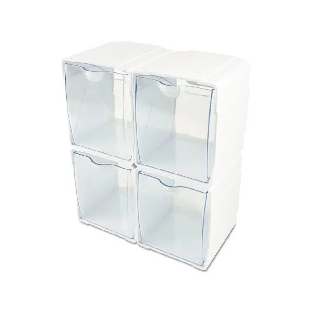 x 5 4 White/Clear 1/2, Interlocking Organizer Bin 4 4-Bin 5/8 x Tilt 7/8