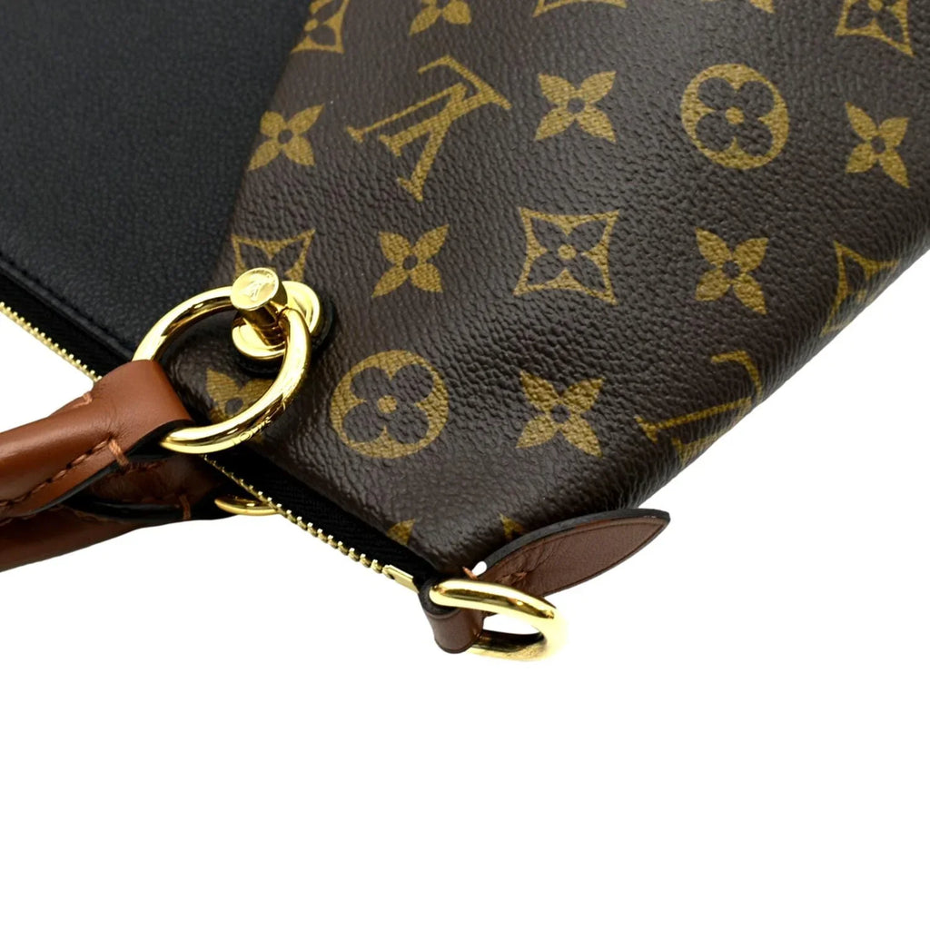 Black Monogram Leather Bag LOUIS Hobo MM VUITTON V Pre-owned