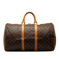 Travel Vuitton Keepall Unisex Brown WeekenderBag (Good) 50 Pre-Owned Bag Monogram Canvas Louis Authenticated