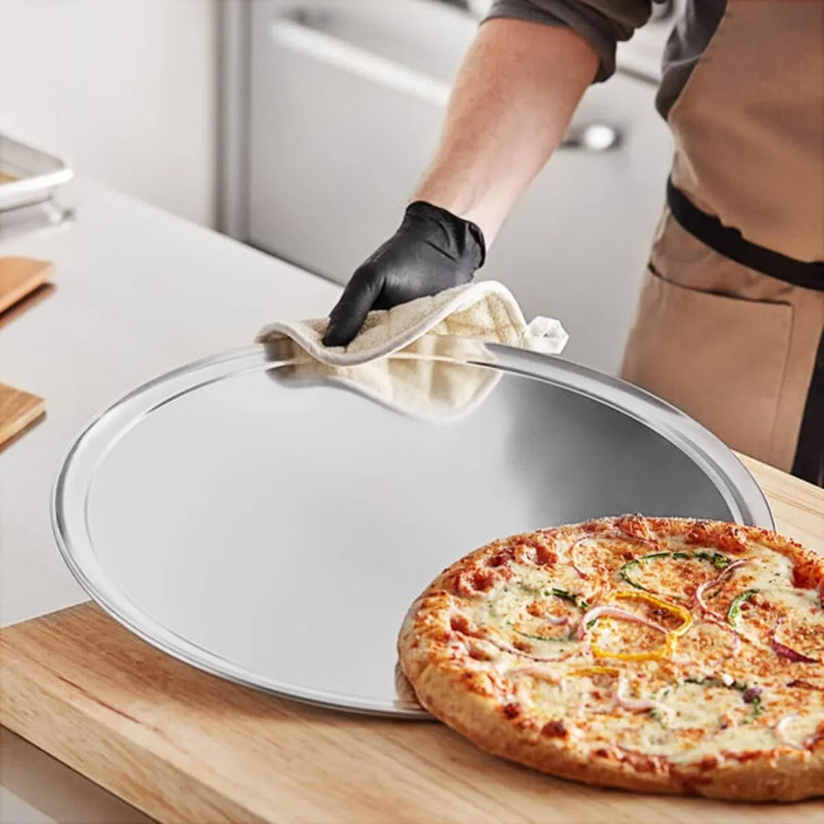 Pan Pizza 3 & Baking for Tray 19” Bakeware Home Rim- Tray TrueCraftware- Tray Pan Pizzeria Aluminum Set Round Round Tray Wide Restaurants Kitchen Pizza Baking of Pizza