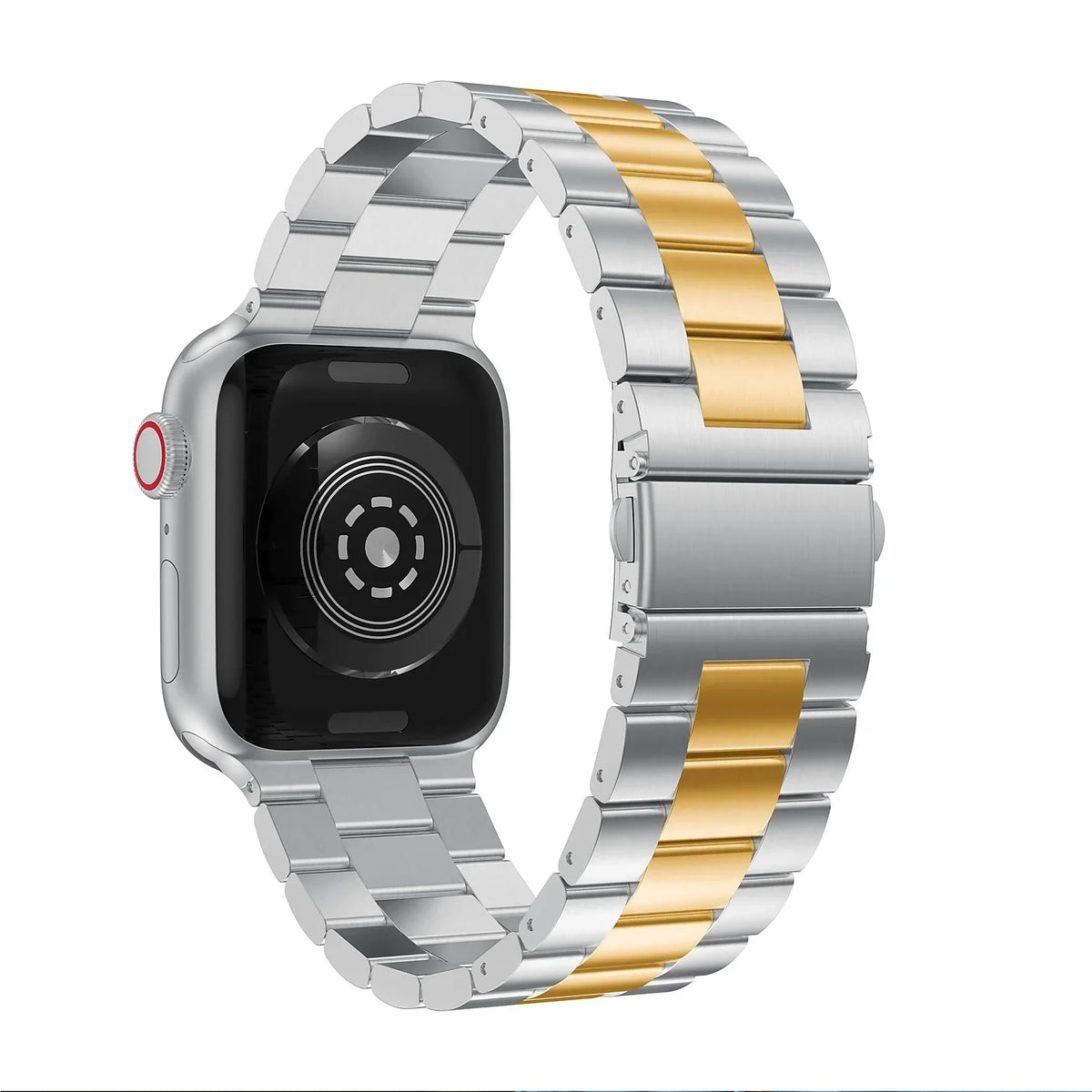 VL-SS002GLD-45 Two mm Silver Band Odash Watch, Apple for Tone & Stainless Steel Gold 42-44-45-49