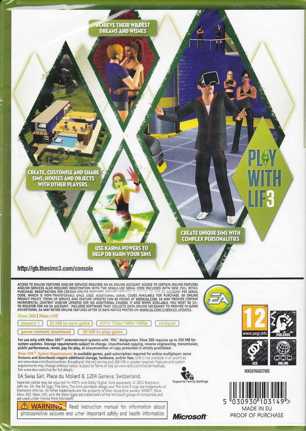 Brand New Sealed The 3 Xbox Sims Factory 360