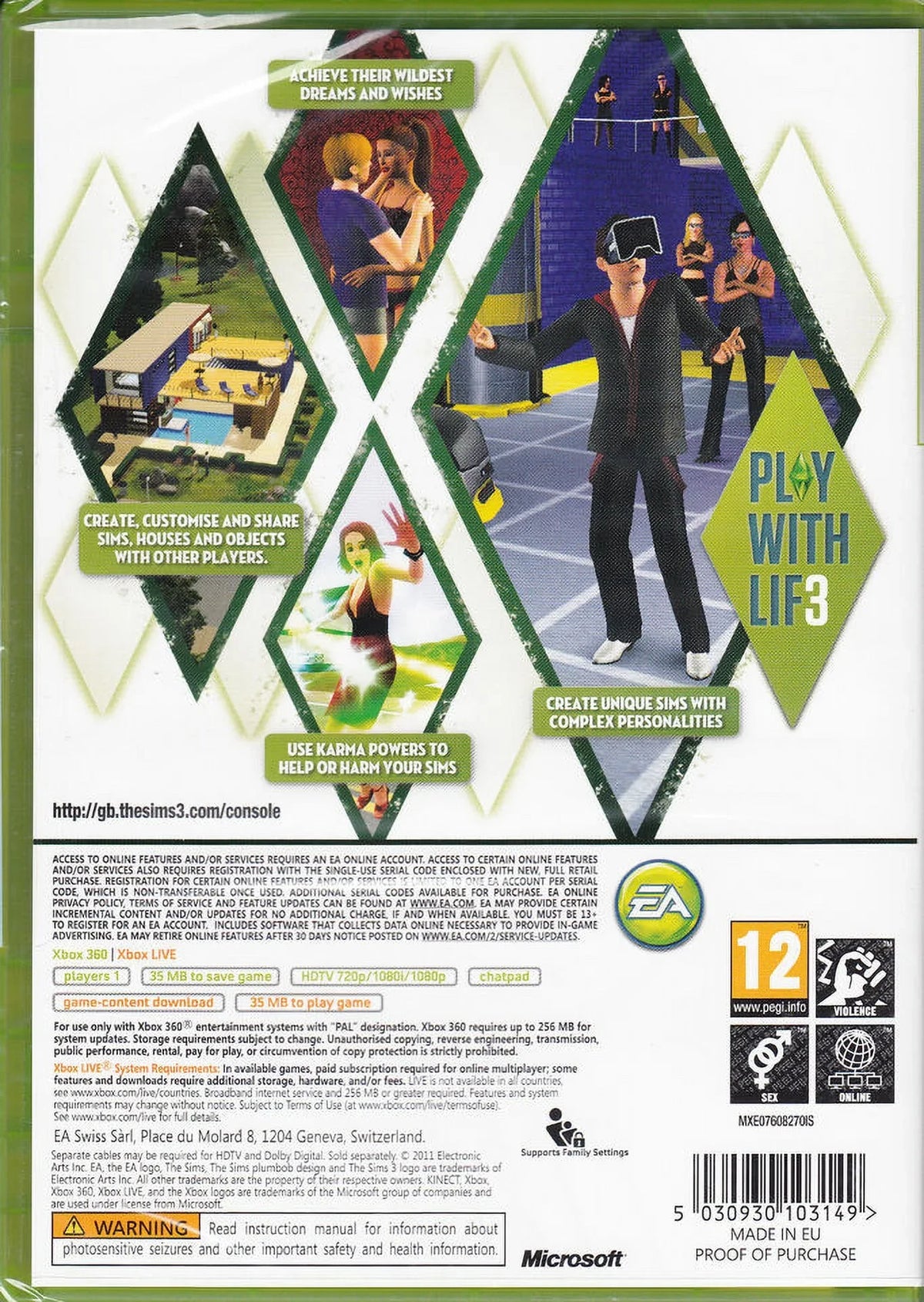Brand New Sealed The 3 Xbox Sims Factory 360