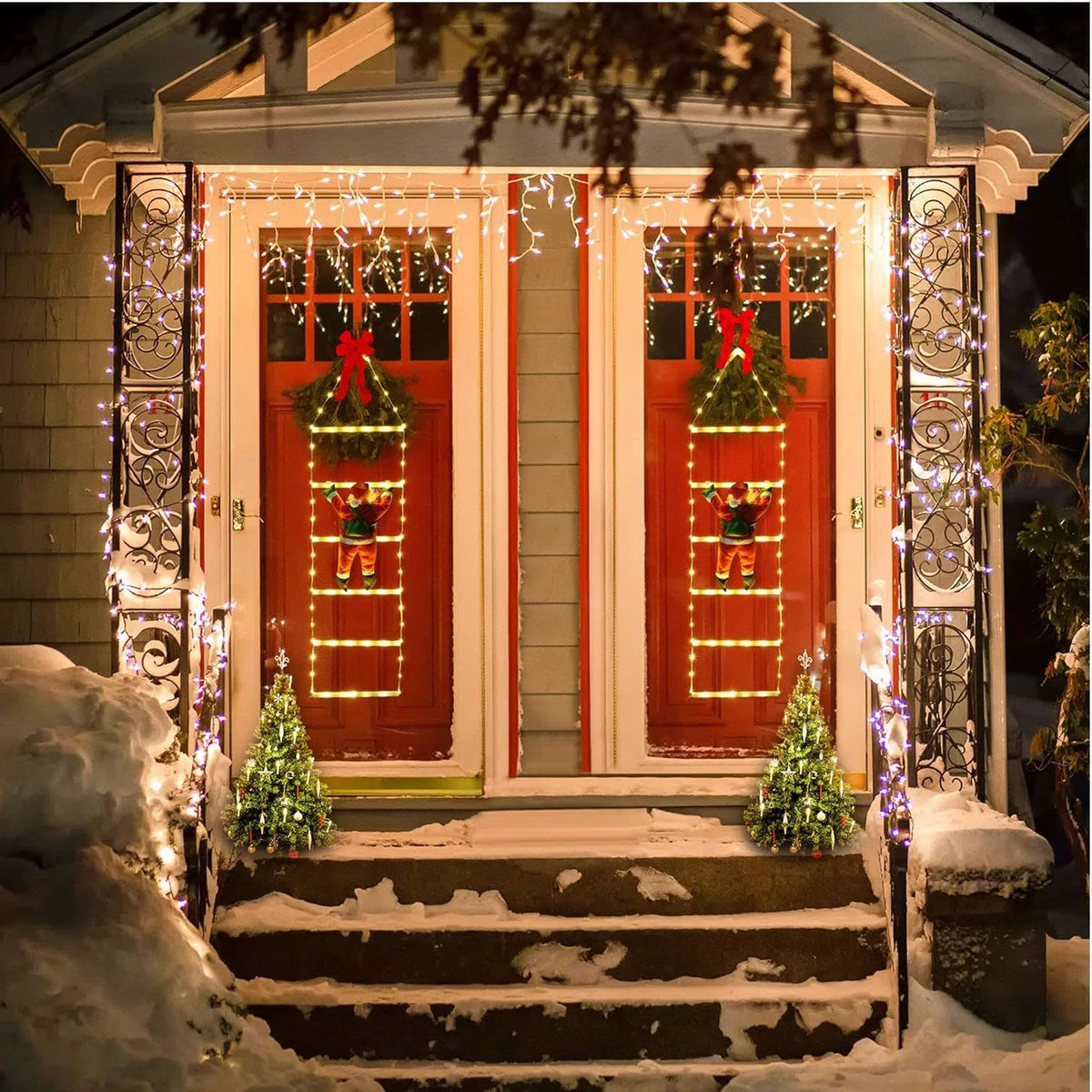 Wall 10.5 with Waterroof Xmas Tree Garden Lights Xmas for Home Christmas Climbling Led Decor Roof ft Outdoor Lights Lava Santa Porch Lights Ladder Claus