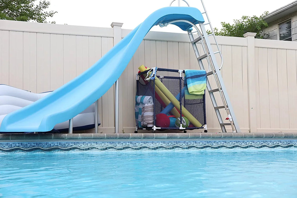 Floats, Blue x L Storage White Essentially Bin, Rolling Pool / Style Toys Yours 25.4" Large, x 37.5" 455102 W Organizer Equipment (35" Balls, H), and Mesh