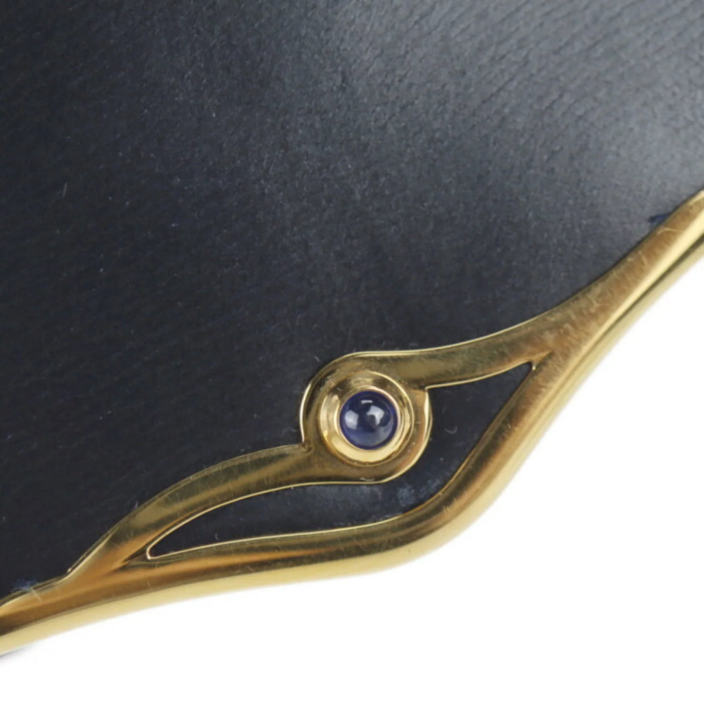 sapphire leather line navy Pre-Owned (Good) dark shoulder Cartier calf 2WAY bag CARTIER clutch