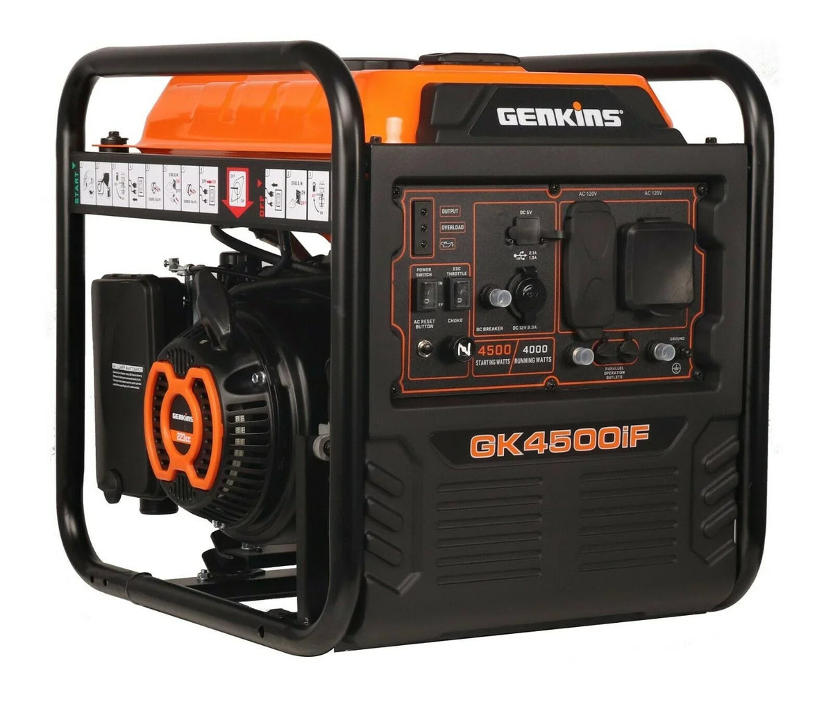 Generator Frame Watt Genkins 50% Reduce Portable Open Noise Inverter level 4500 by