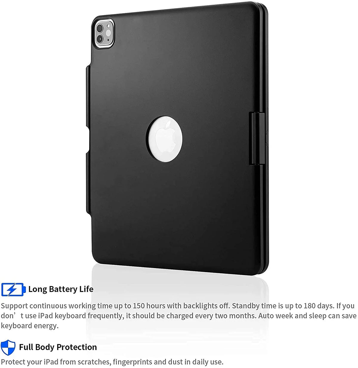 for Rotatable Keyboard iPad 12.9 Backlight Generation Trackpad Black inch Keyboard 5th 3rd Gen 4th Pro Case, 360 Multi-Touch Kvago 2022