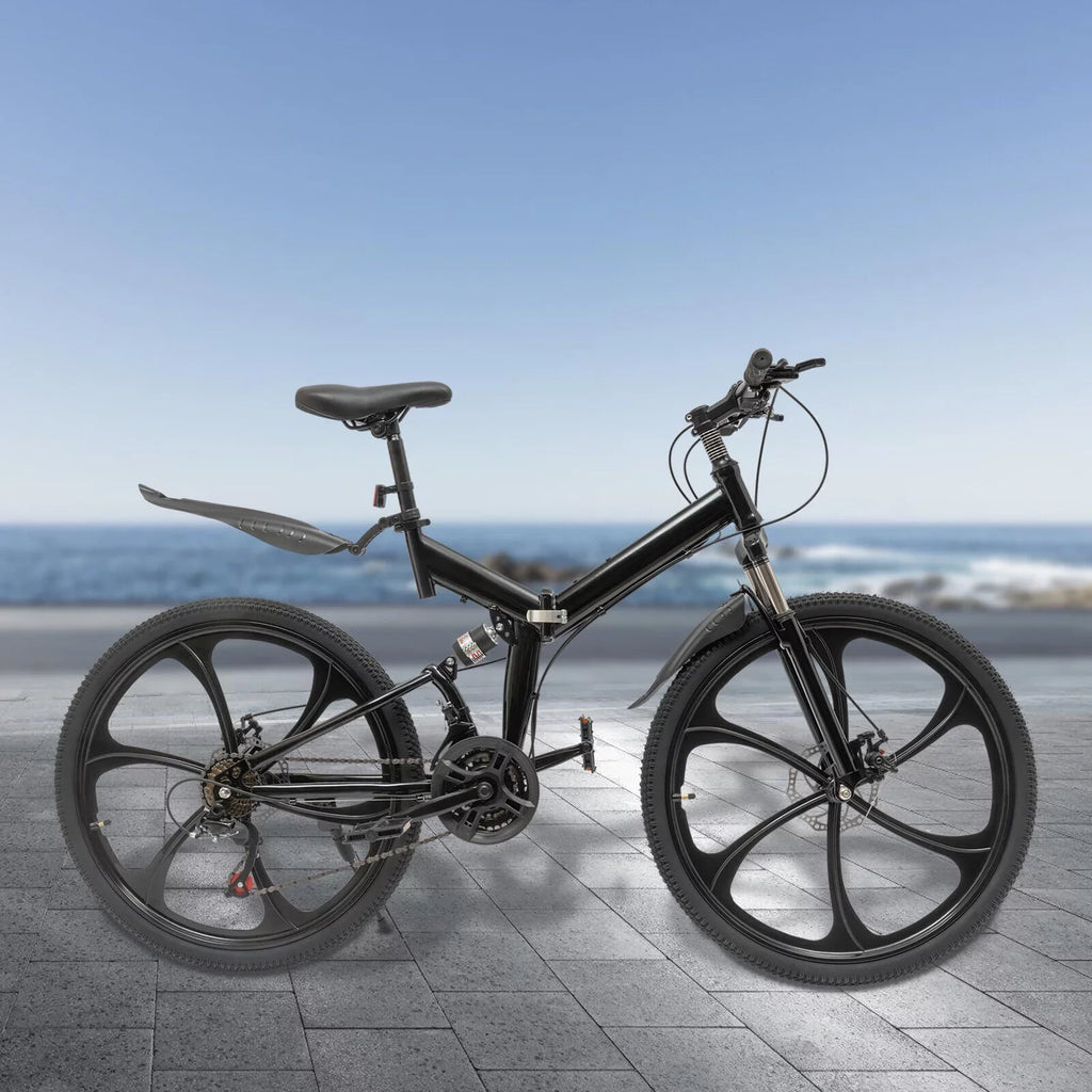 Bicycle Loading Adult City Black Max 150kg/330lbs Folding Shifter Carbon 26" Light Folding Bike Steel Camping 21-Speed Miumaeov Bike Weight