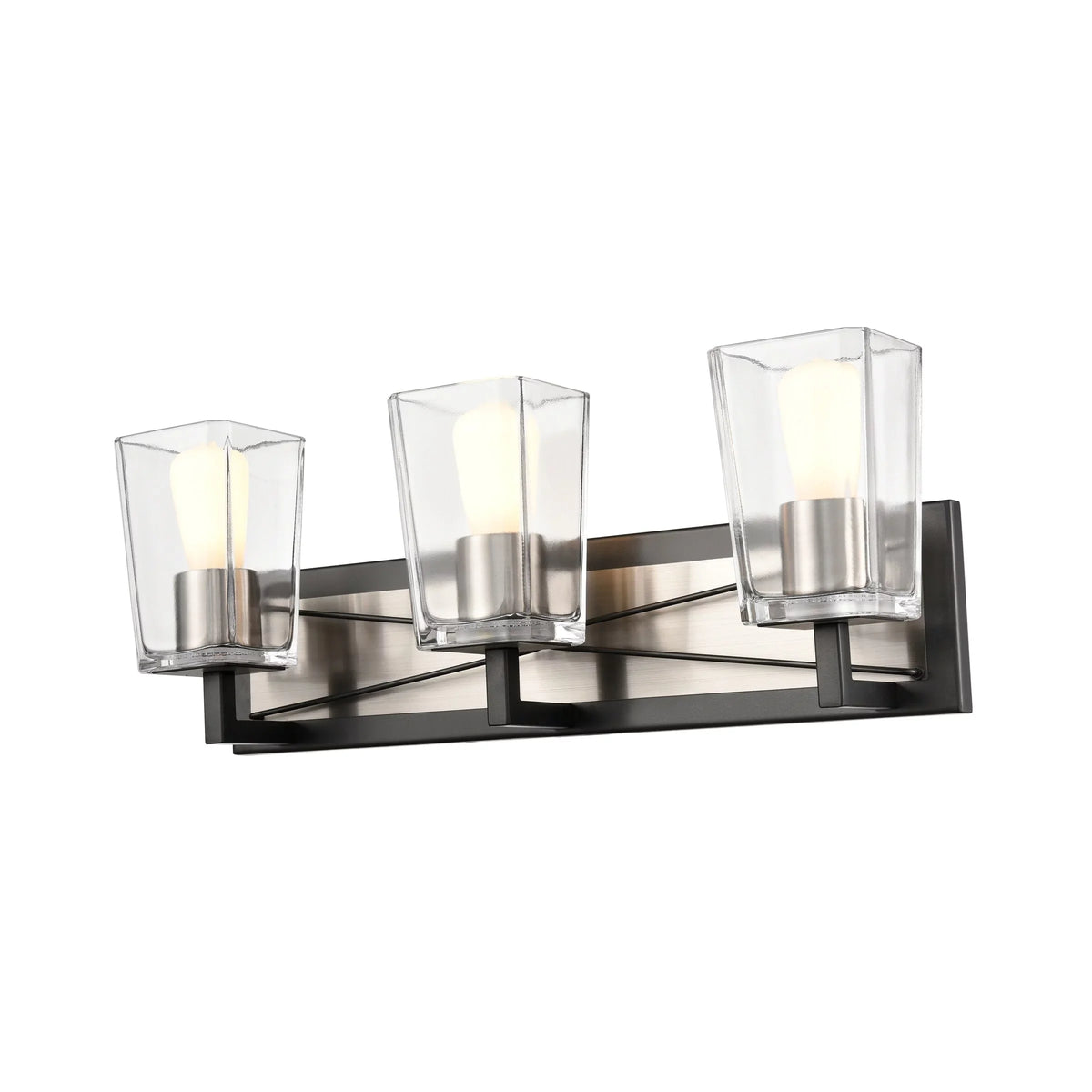 Satin Light Riverdale and Nickel Vanity Graphite 3 Glass with Clear