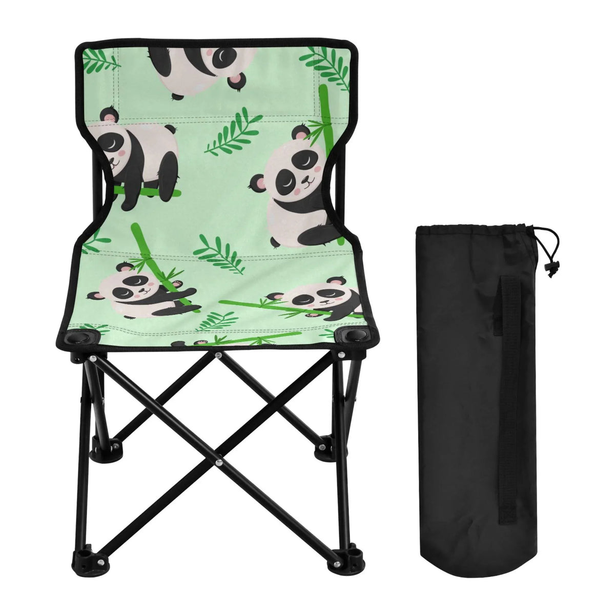 Cartoon Carry 220LBS Fishing Chair Chair Bamboos Bag Support Camping and Portable Panda Lawn with Chair Outdoor to Beach Chair Folding