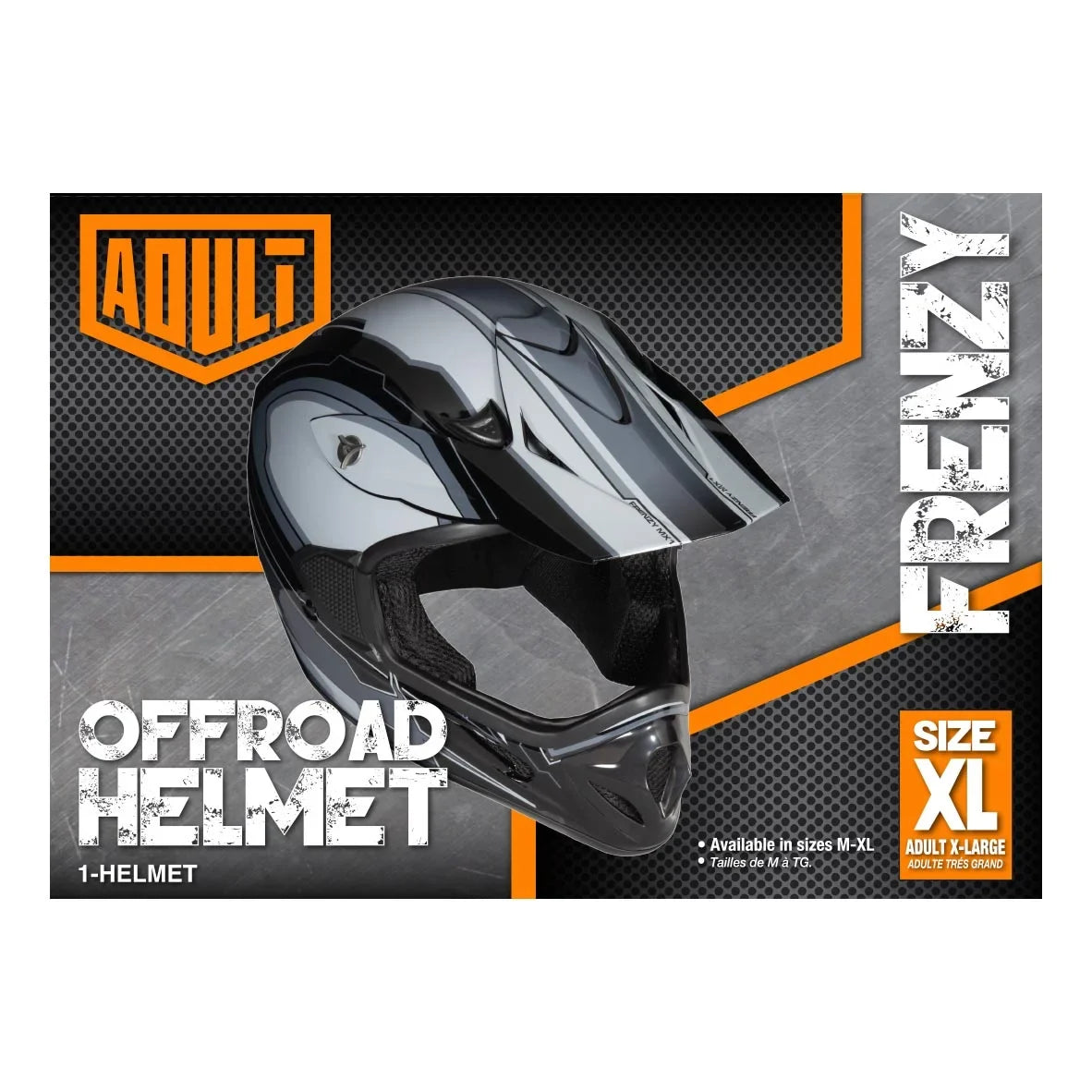 Black-Grey, Approved, Adult XL MX Helmet, FRENZY DOT