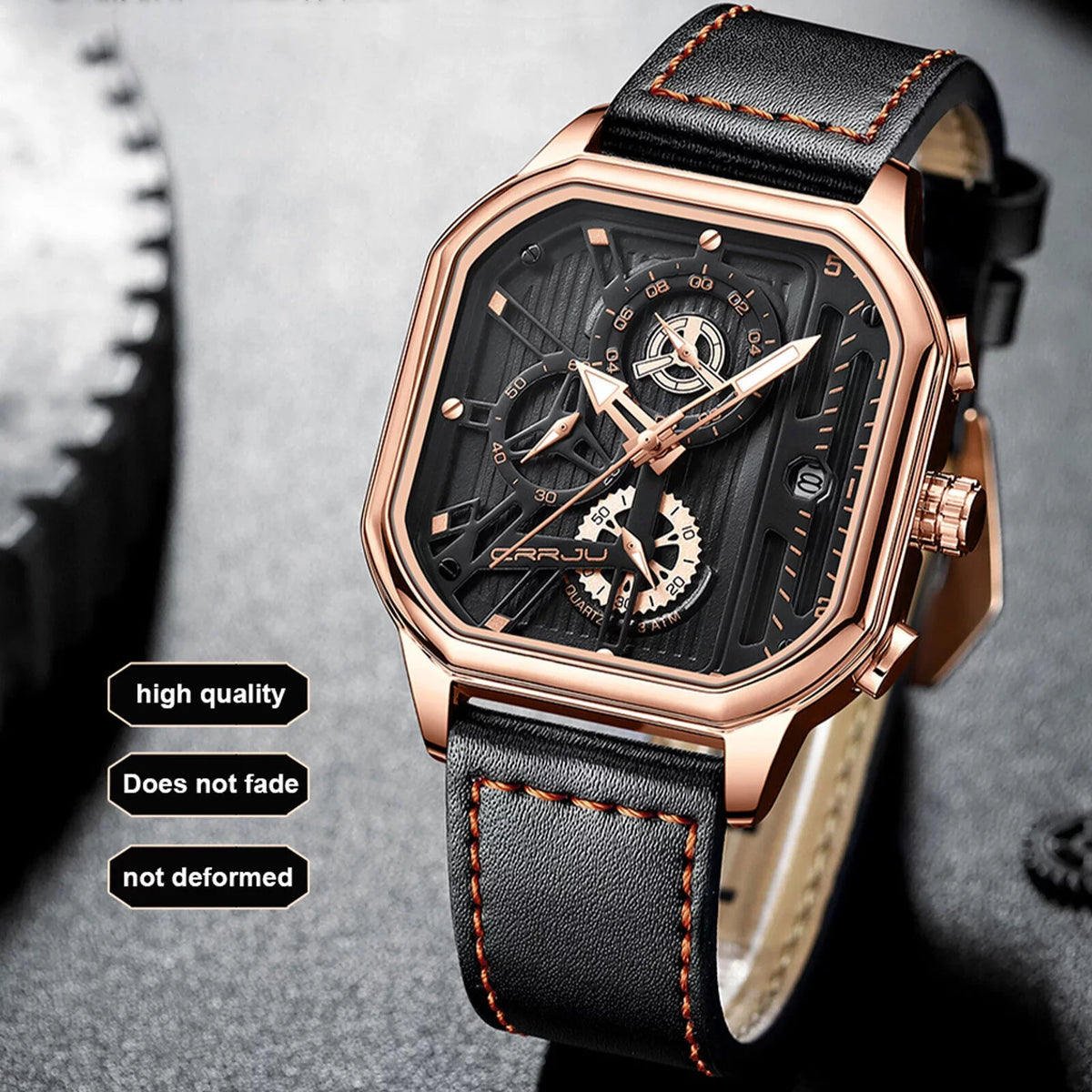 Quartz Date Watch Business Luminous Waterproof Chronograph Men's Leather Luxury